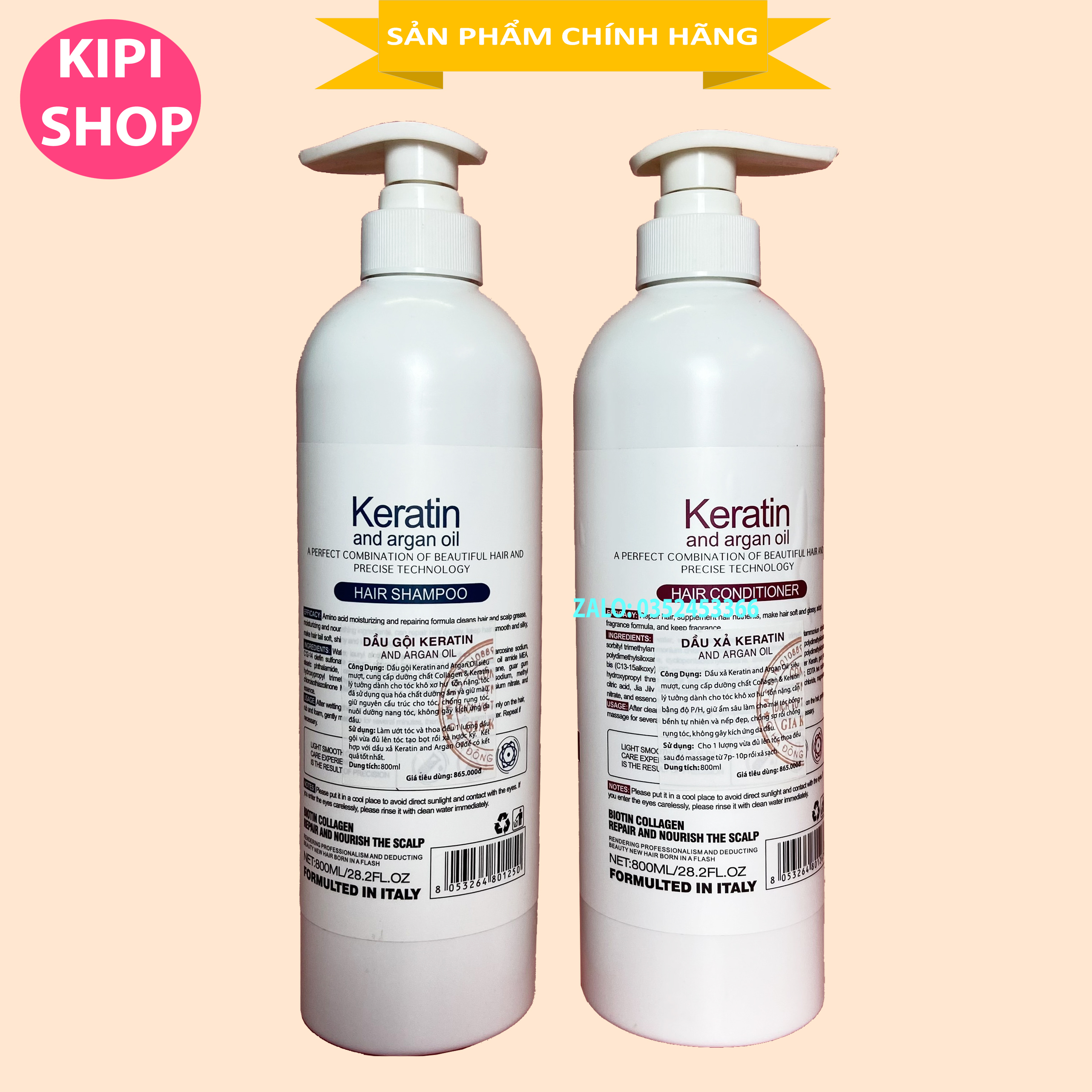 [Chính hãng] CẶP DẦU GỘI XẢ PHỤC HỒI KERATIN CLASS PRO 800ML X2