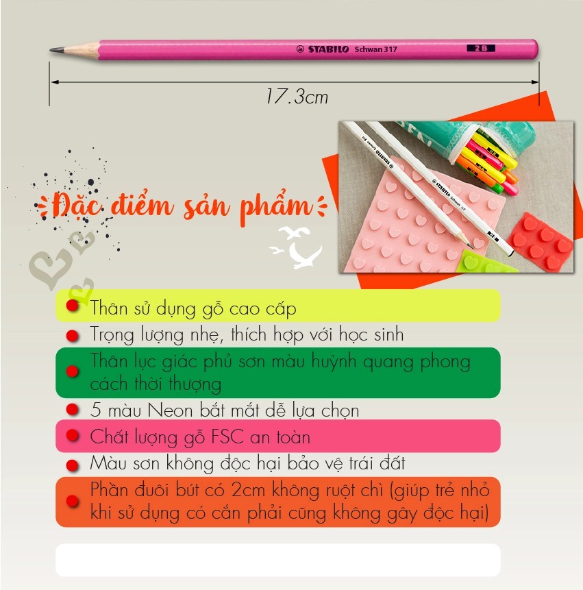 Bút chì gỗ STABILO Schwan neon 317 (PC317-2B)