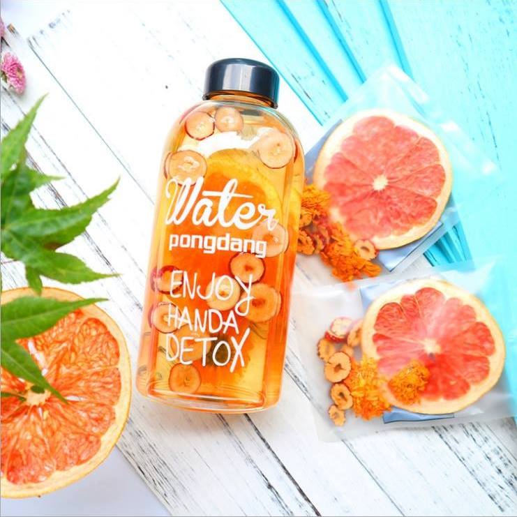 SET TRÀ DETOX HOA QUẢ SẤY LẠNH LIỆU TRÌNH 45 NGÀY (KÈM BÌNH PONGDANG 1000ML+ HỘP + TÚI VẢI)