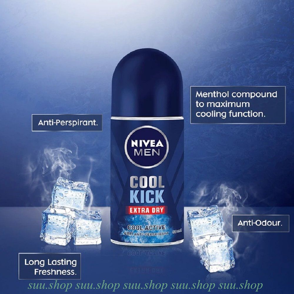 Lăn Khử Mùi Nivea Nam 50ml Cool Kick Mát Lạnh