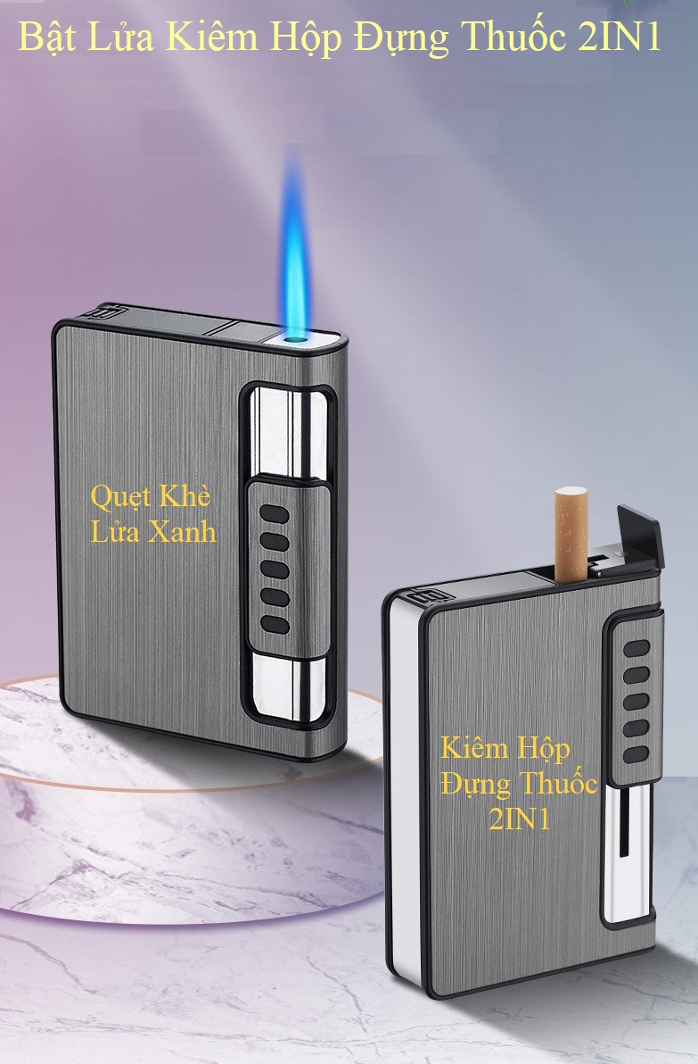 Bật lửa hột quẹt kiêm hộp đựng thuố.c sang trong - bật lửa zippo xịn