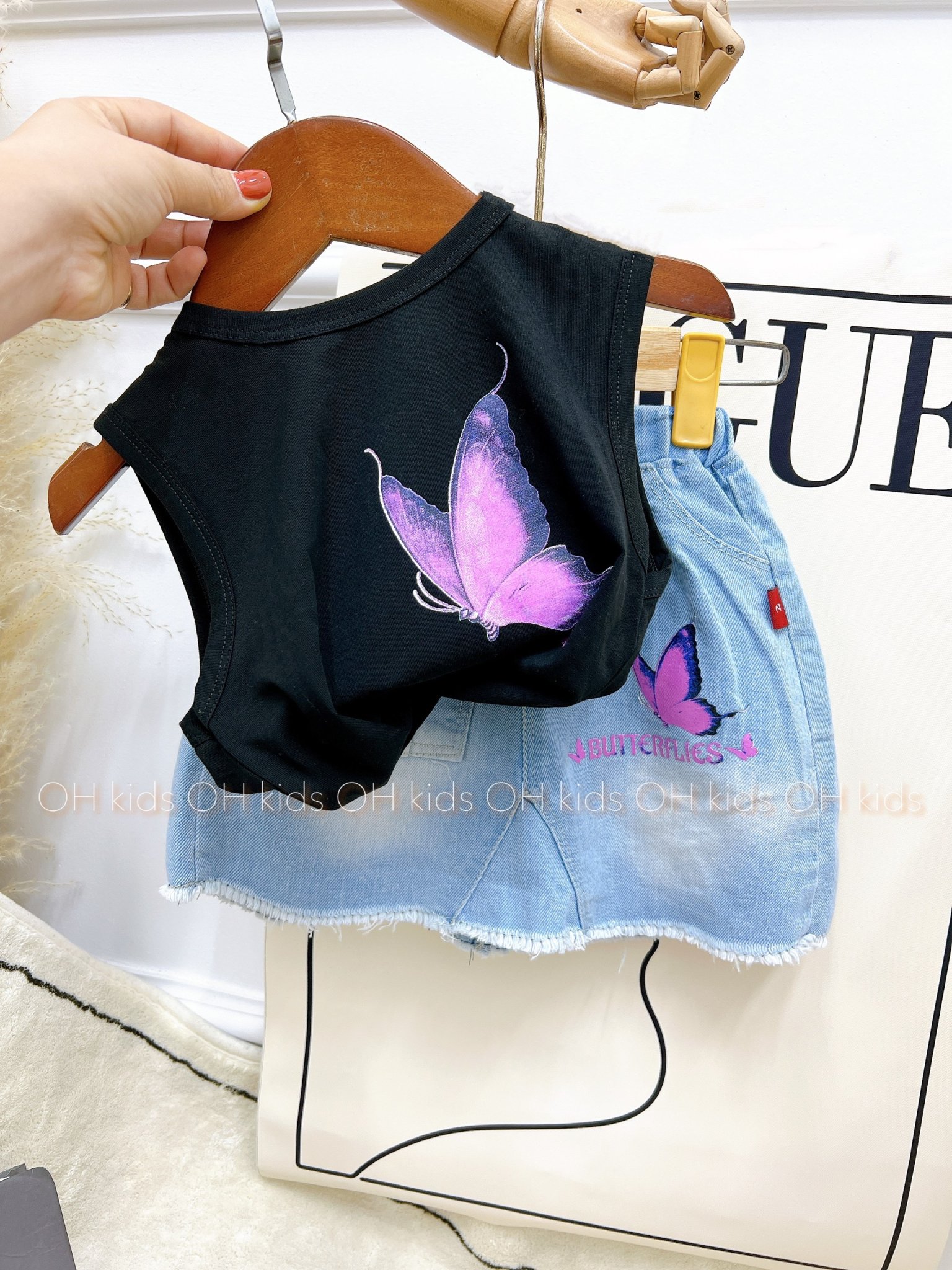 set jean bướm dễ thương cho bé gái