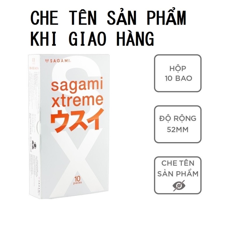 Bao cao su bcs Sagami Superthin siêu mỏng nhiều gel bôi trơn không mùi hộp 10 bao - thegioisoi cao cấp