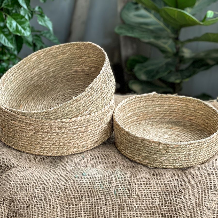 Đĩa đựng hoa quả, giỏ đựng quà băng cói se