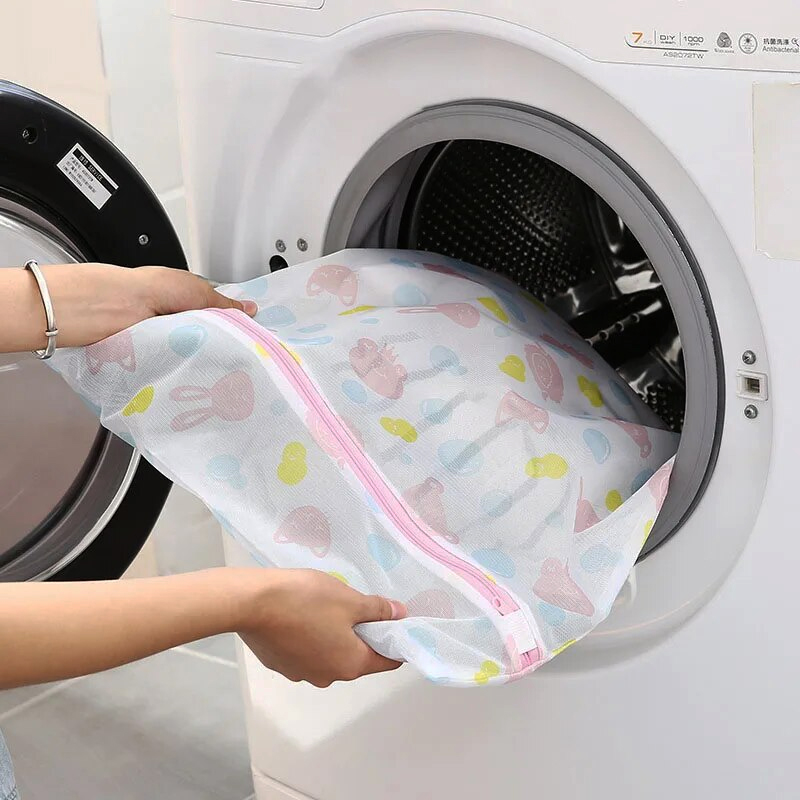 Túi lưới giặt quần áo, dụng cụ giặt giũ bằng lưới, túi lưới hoa văn giặt đồ dùng cho máy giặt, túi lưới dày giặt đồ lót, túi lưới đựng đồ có khóa kéo