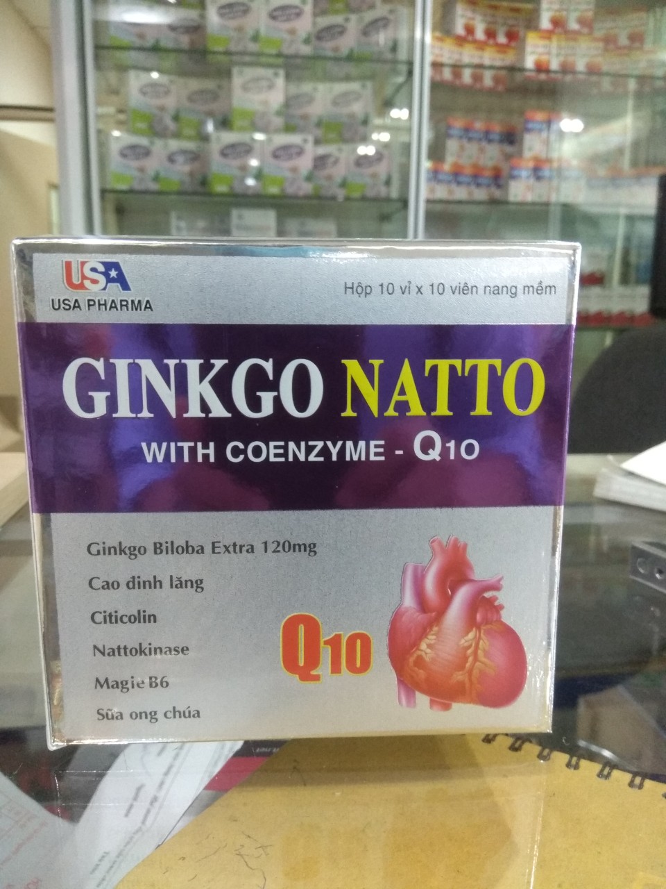 Viên uống bổ não GINKGO NATTO - giúp tăng cường lưu thông máu lên não , rối loạn tiền đình , đau nửa đầu vai gáy.