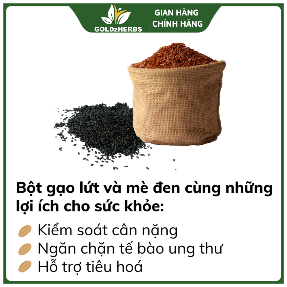 [Hàng cty] Bột gạo lứt mè đen GoldzHerbs – 14 gói/ 500g
