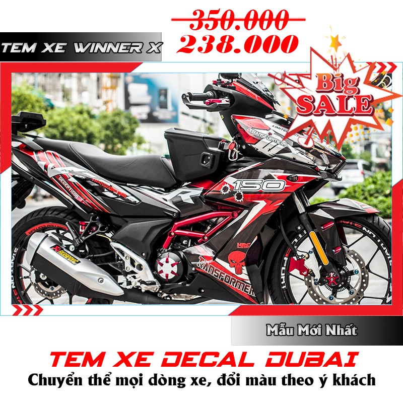 Tem Trùm Winner X Đỏ Bạc Transformer
