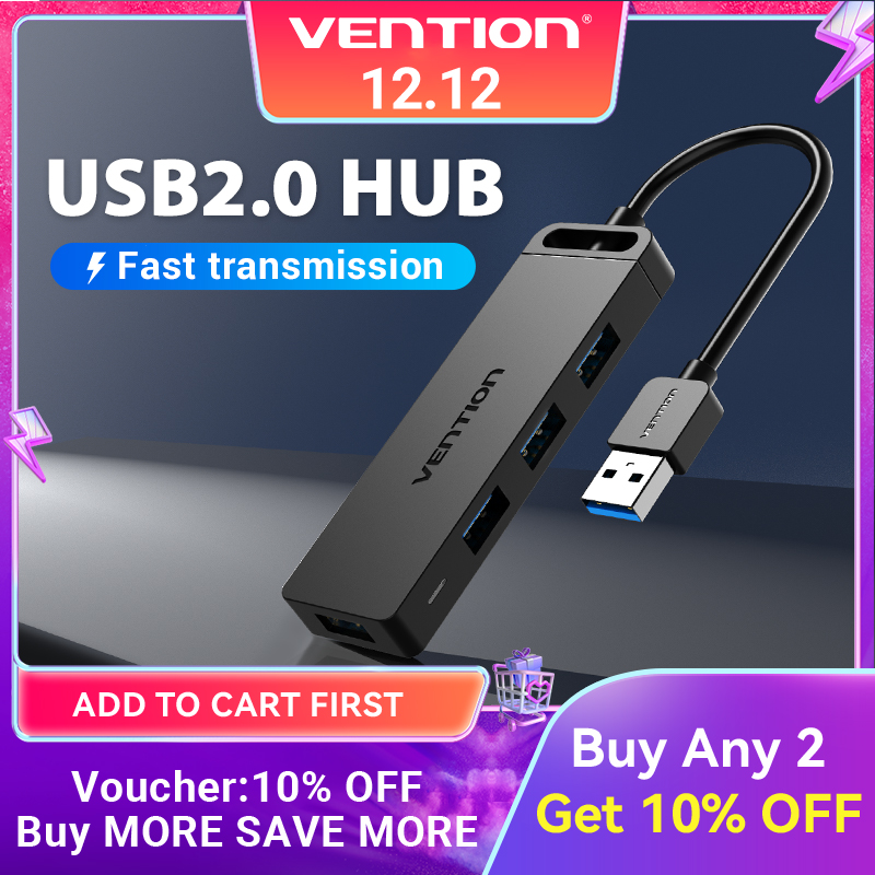 Vention USB Port HUB 2.0 Multi 4 USB Adapter with Micro Charge Power High Speed OTG for PC Laptop Lenovo Xiaomi PS4 Xbox One Flash Drive HDD USB Splitter