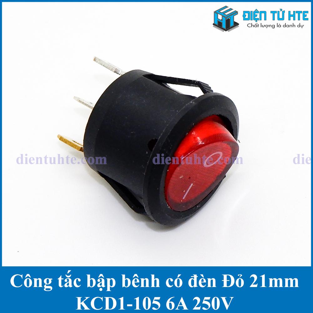 Combo 2 công tắc bập bênh tròn kcd1-105 6a có đèn