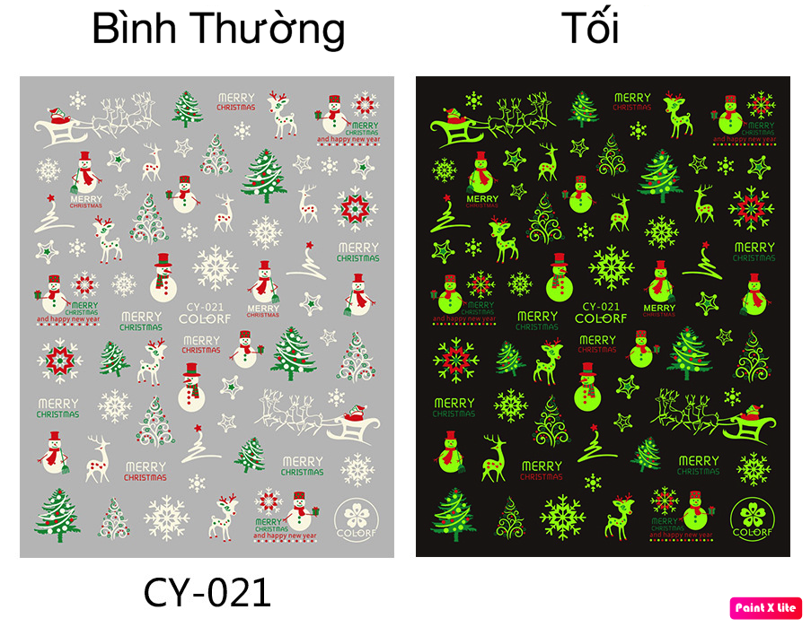 Sticker Noel Dạ Quang Trang Trí Móng CY