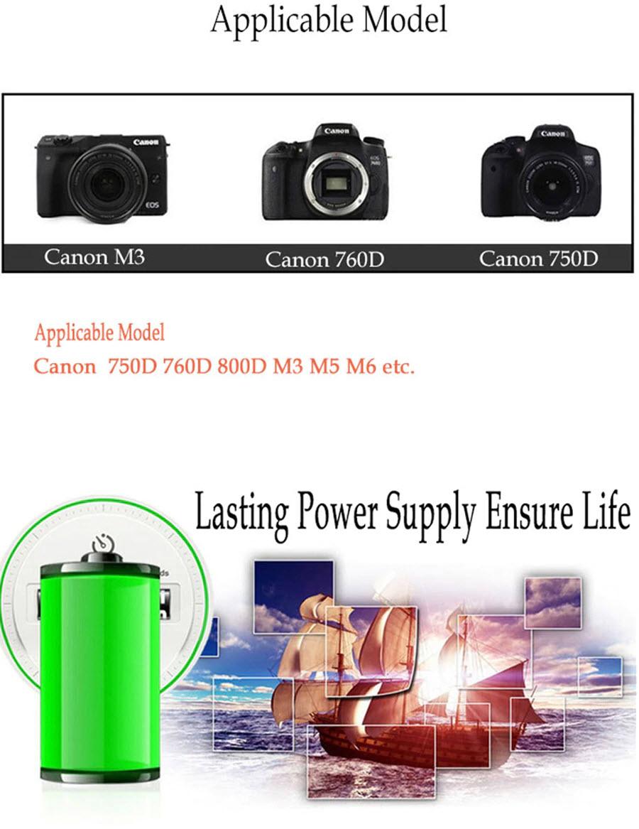 PIN LP-E17 CHO CANON 750D 760D, 77D, M3, M5, 800D, M6 (Tặng kèm bộ sạc)