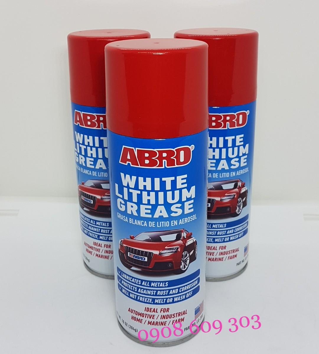 Chai Xịt Mỡ Bò Dạng Nước ABRO WHITE LITHIUM GREASE 284g