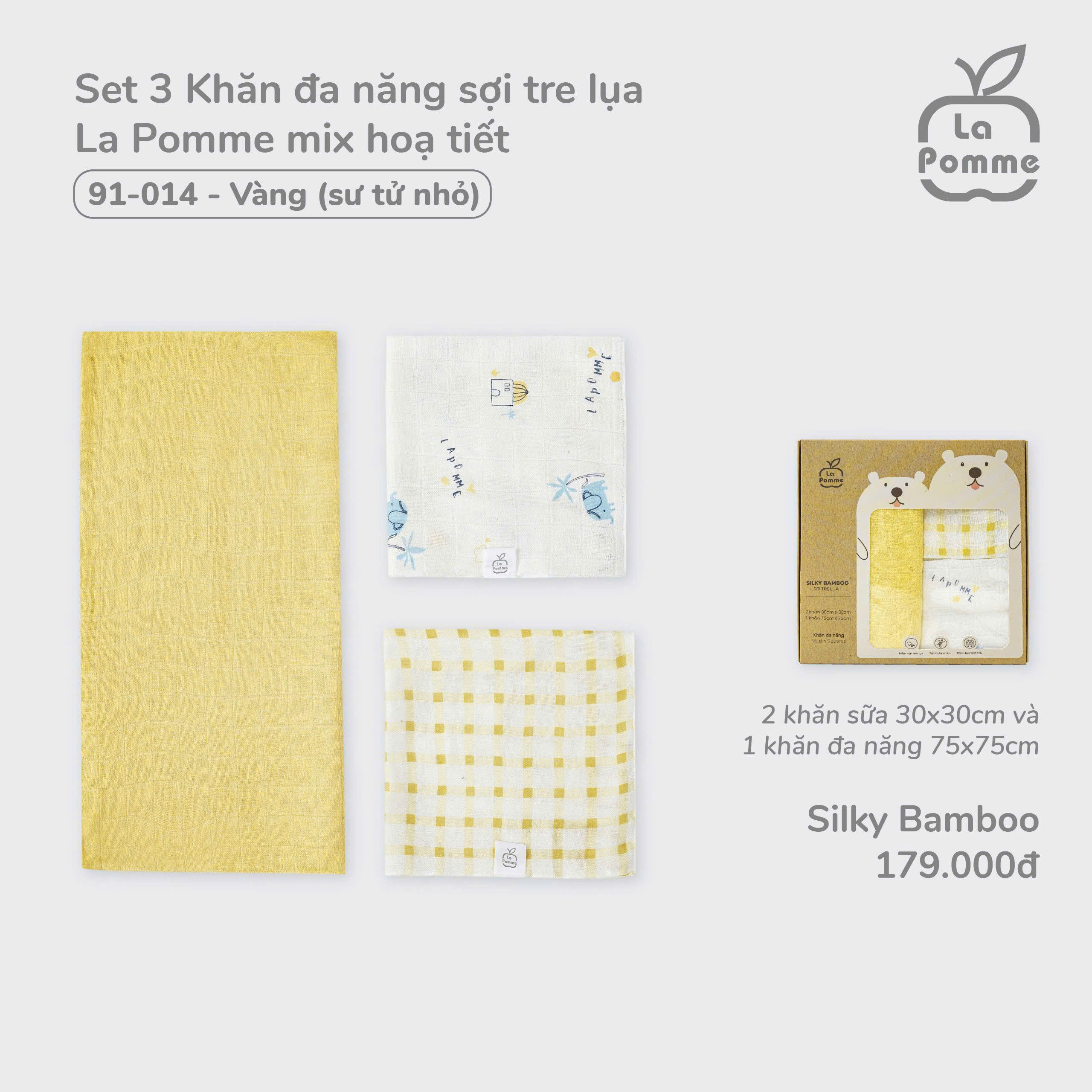 Khăn đa năng sợi tre lụa Lapomme cho bé