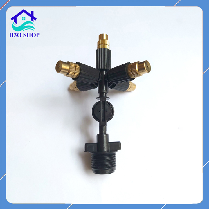 [HCM] Béc phun sương tưới cây 5 hướng đầu đồng + ren nối ống 21mm (tùy chọn van chống rỉ nước)