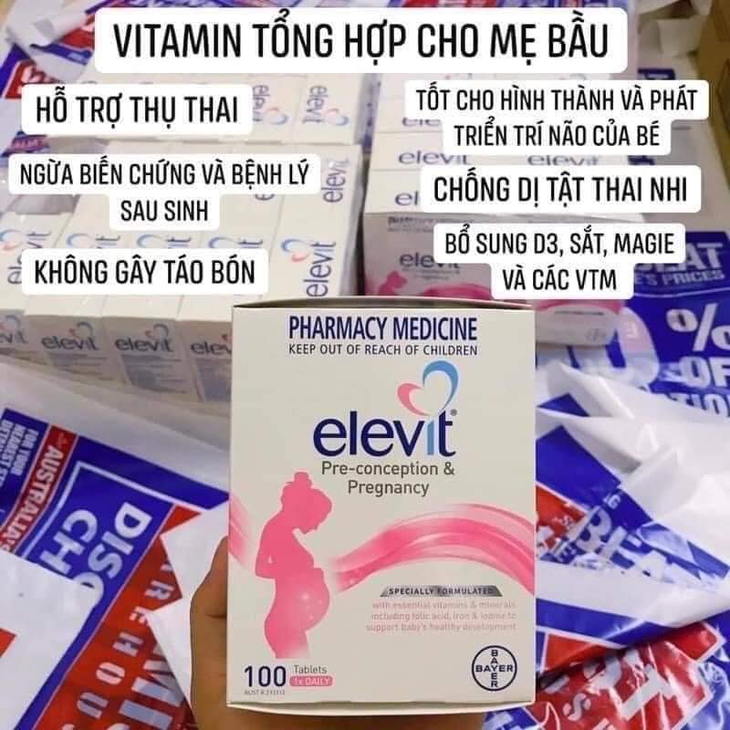 COMBO 4 SP BẦU ÚC - BỘ TỨ VITAMIN ÚC DÀNH CHO BÀ BẦU (Elevit, Canxi, DHA, Sắt)