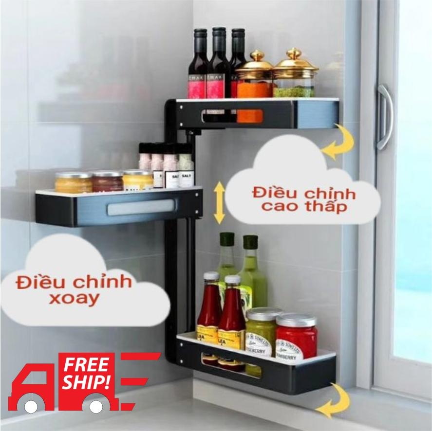 Kệ 3 tầng nhà bếp xoay 180 độ (Đen)