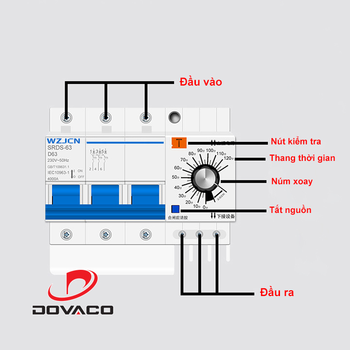 Aptomat hẹn giờ tắt đếm ngược công suất 63A