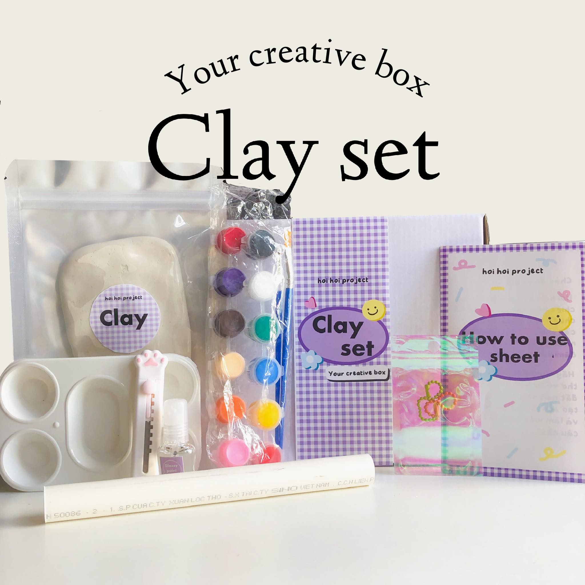 Set đất nặn tự khô đầy đủ dụng cụ / Hoi Hoi project