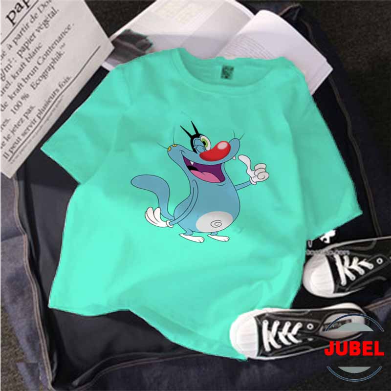 [HCM]Áo thun Unisex - mèo Oggy cute