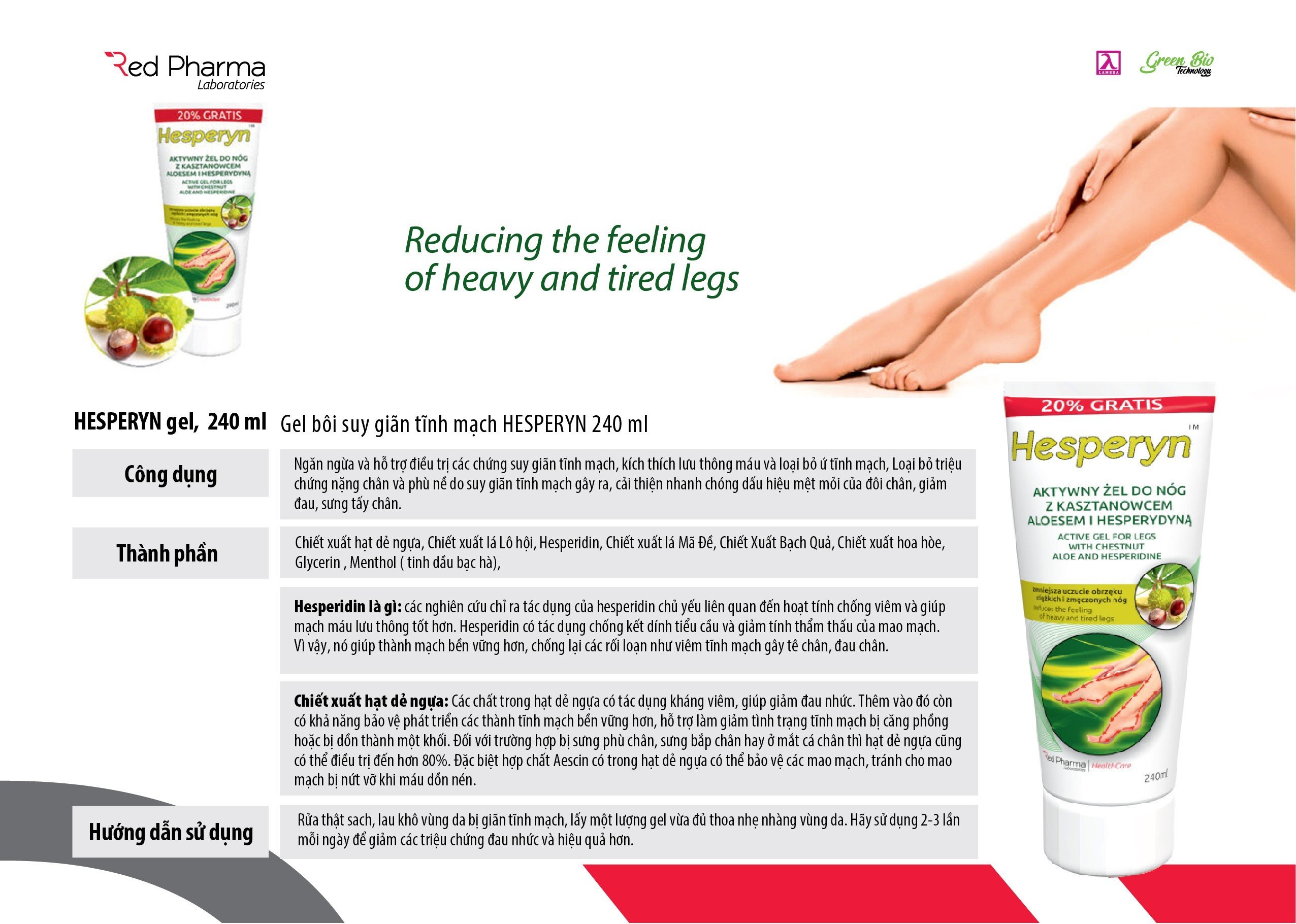 Kem bôi suy giãn tĩnh mạch Hesperyn 240ml