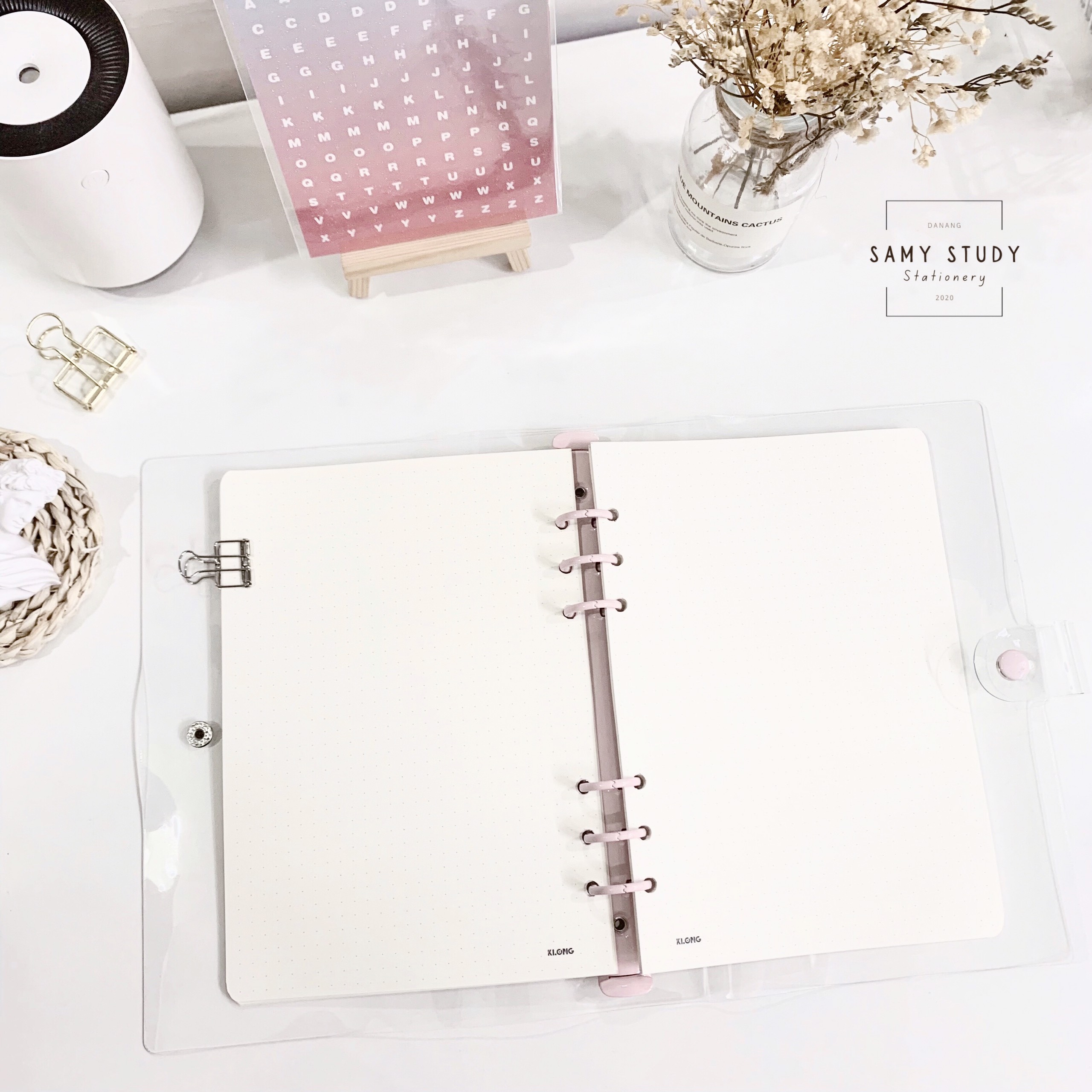 Sổ còng Binder size A5 màu Pastel Basic Hàn Quốc làm planner Bullet Journal Take notes
