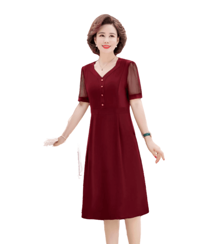 Đầm trung niên , đầm suông , đầm dự tiệc Big Size chất lụa voan mịn, ngắn tay dài phủ gối , kiểu dán
