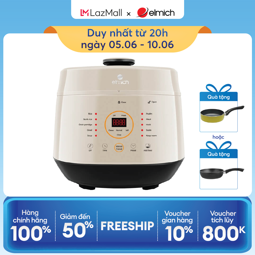 (SALE TẾT)Nồi cơm áp suất đa năng cao cấp Elmich PCE-1806 (5L)