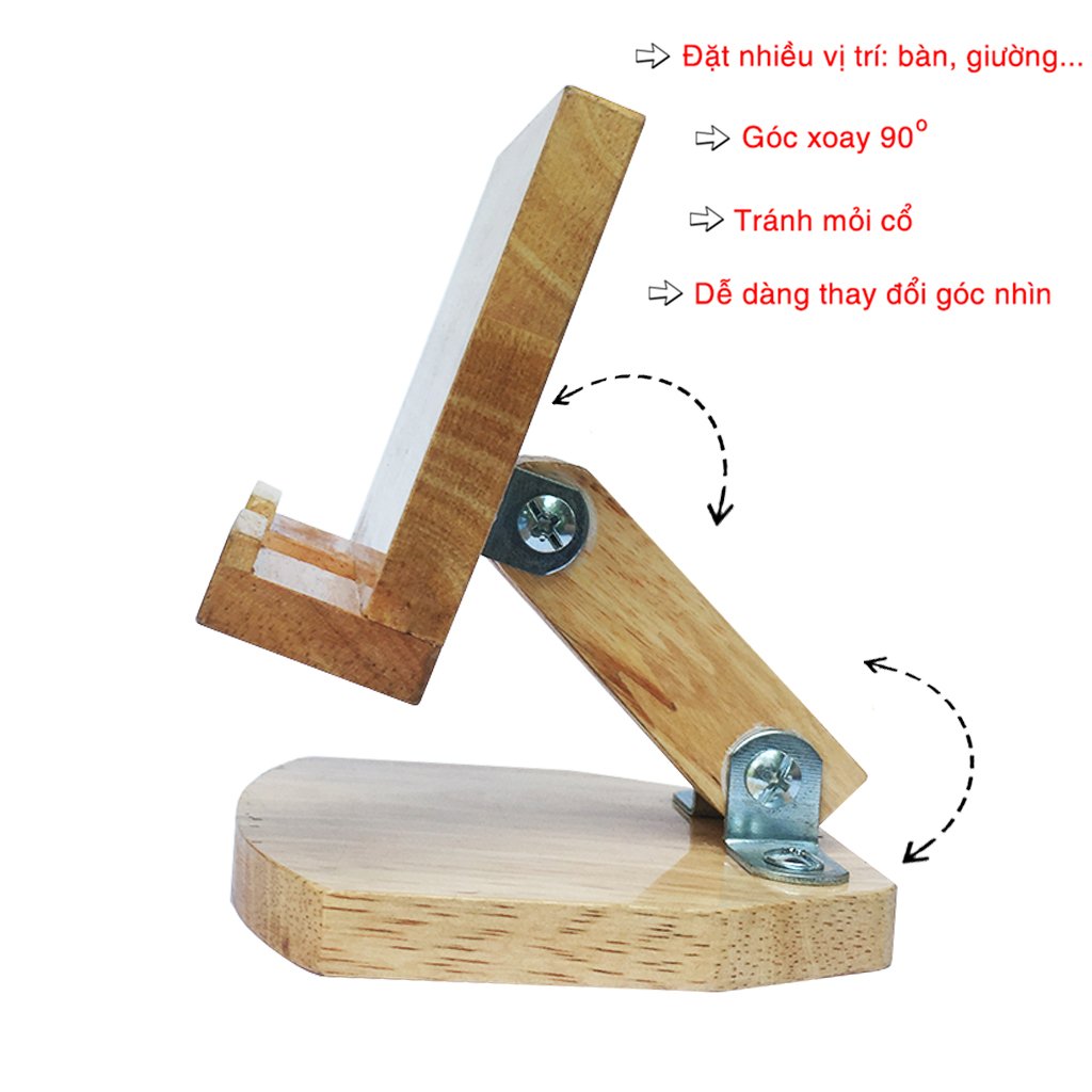 [HCM]Giá đỡ điện thoại sunha bằng gỗ xếp gọn được kệ điện thoại gỗ giá rẻ thay đổi góc nhìn dễ dàng gấp gọn có khe cắm sạc TOPHA7379