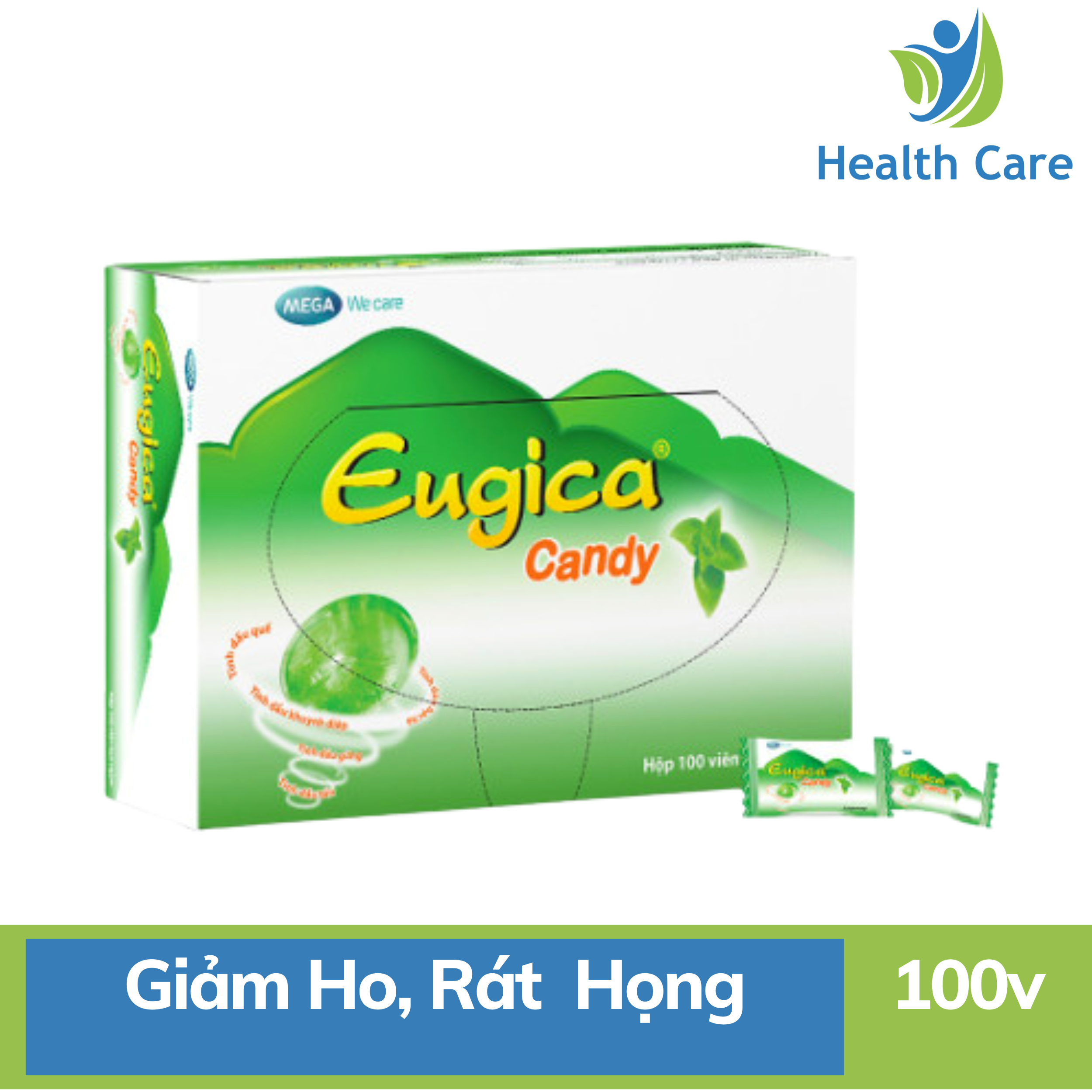 Kẹo ngậm thảo dược giảm ho eugica candy hộp 100 viên