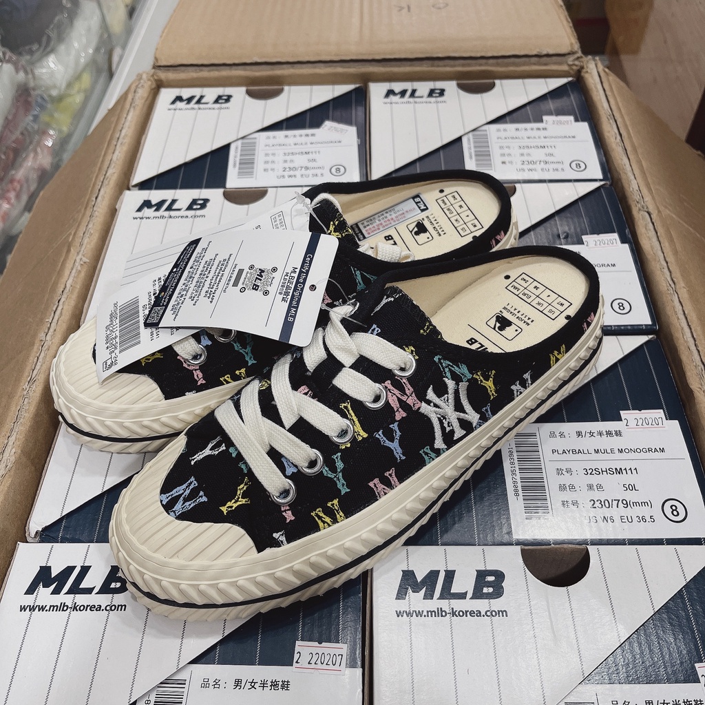 Giày Mlb Đạp Gót Mule Monogram - Playball Mule Monogram New York Yankees