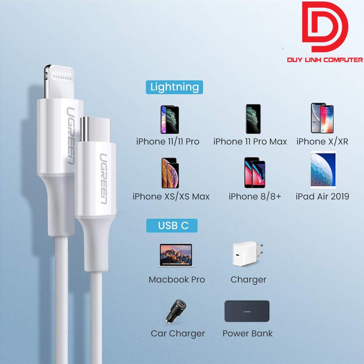 Cáp USB Type C to Lightning Ugreen 10493 dài 1m chính hãng