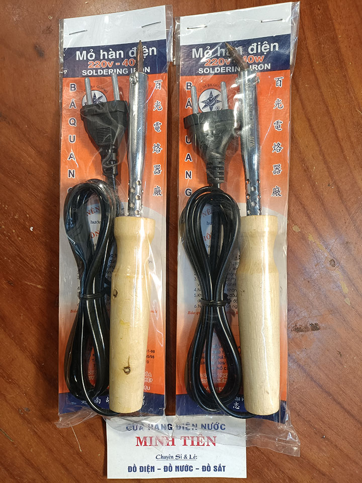 Mỏ hàn điện cán gỗ cao cấp - Bá Quang (40W, 60W, 100W)