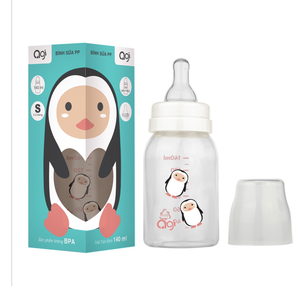 Bình sữa PP Agi cổ hẹp 60/140/250ml