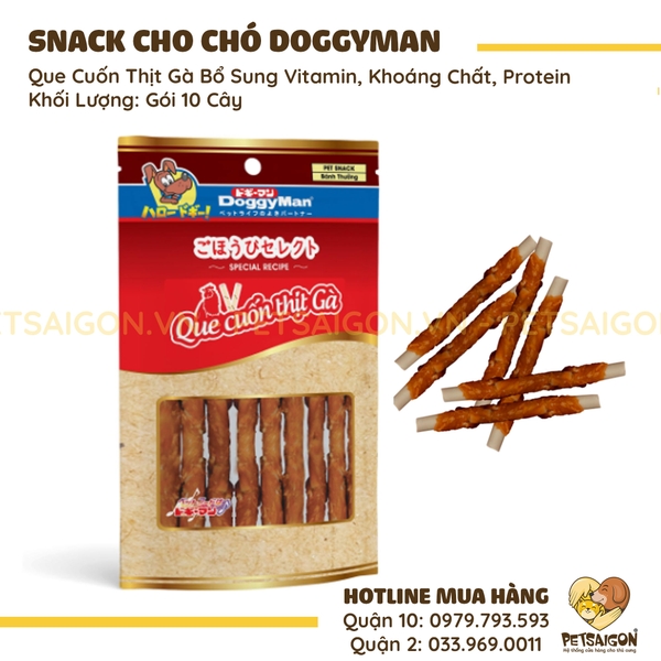 [ CHÍNH HÃNG ] SNACK DOGGYMAN QUE CUỐN THỊT GÀ CHO CHÓ