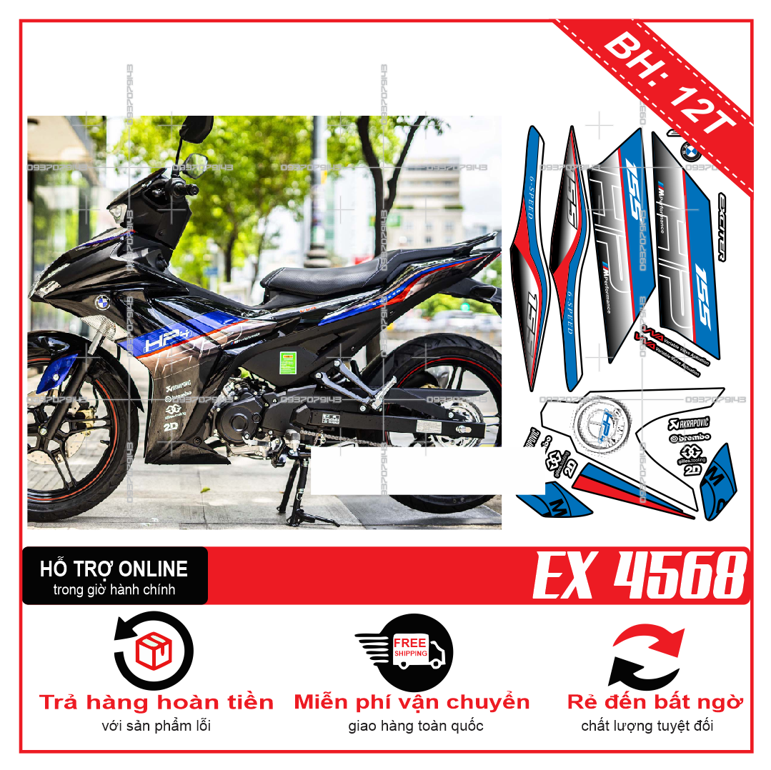 TEM RỜI EX 155 DÁN XE ĐEN