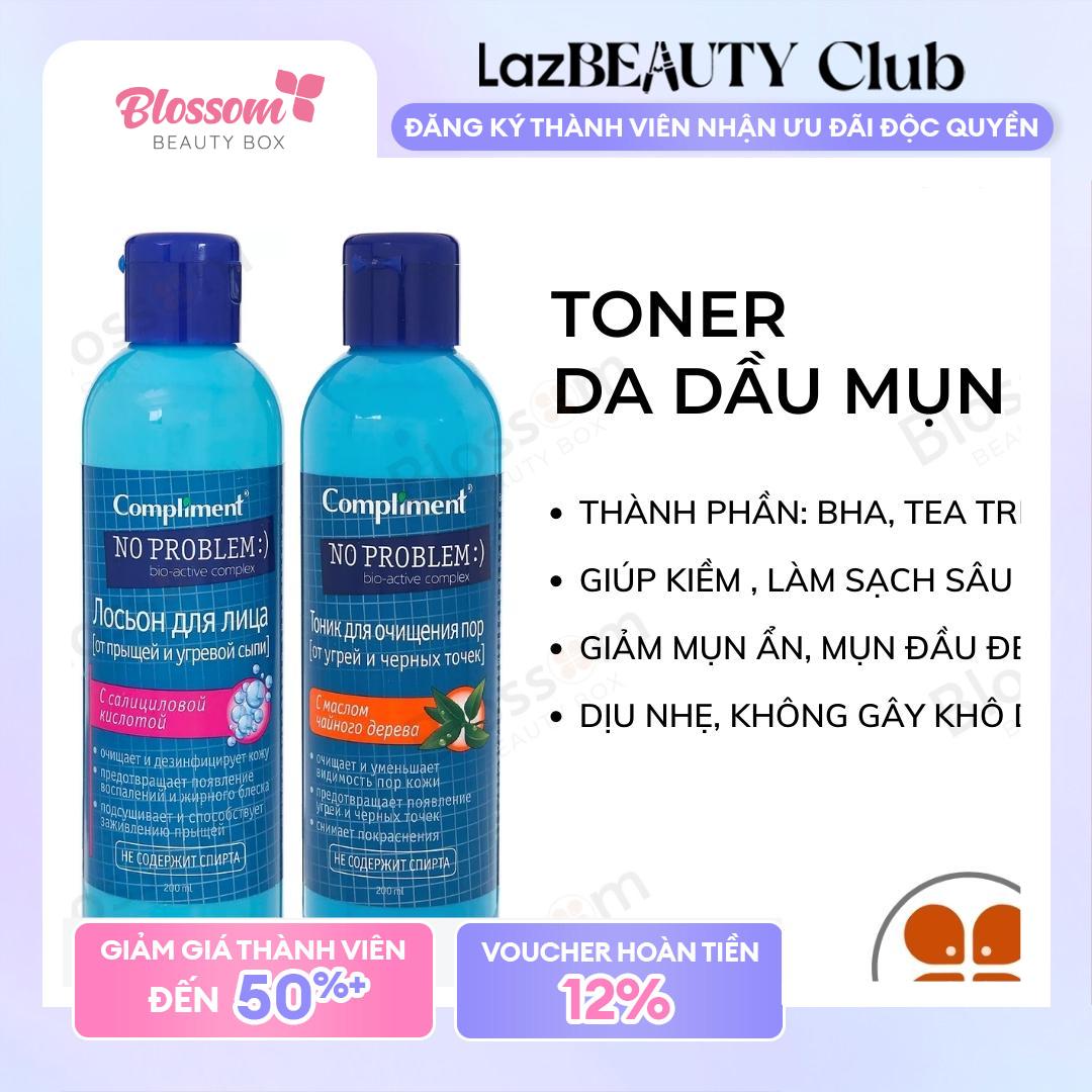TONER nước hoa hồng cho da dầu mụn COMPLIMENT NO PROBLEM 200ML