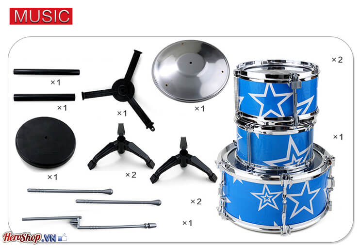 [HCM]Bộ trống JAZZ DRUM 5 trống có ghế
