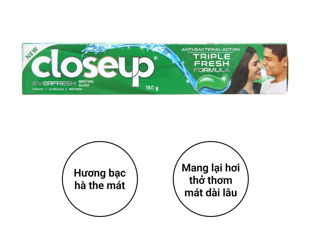 [TẶNG 3 CÂY KĐR 30G] Combo 2 cây Kem đánh răng Closeup 180g