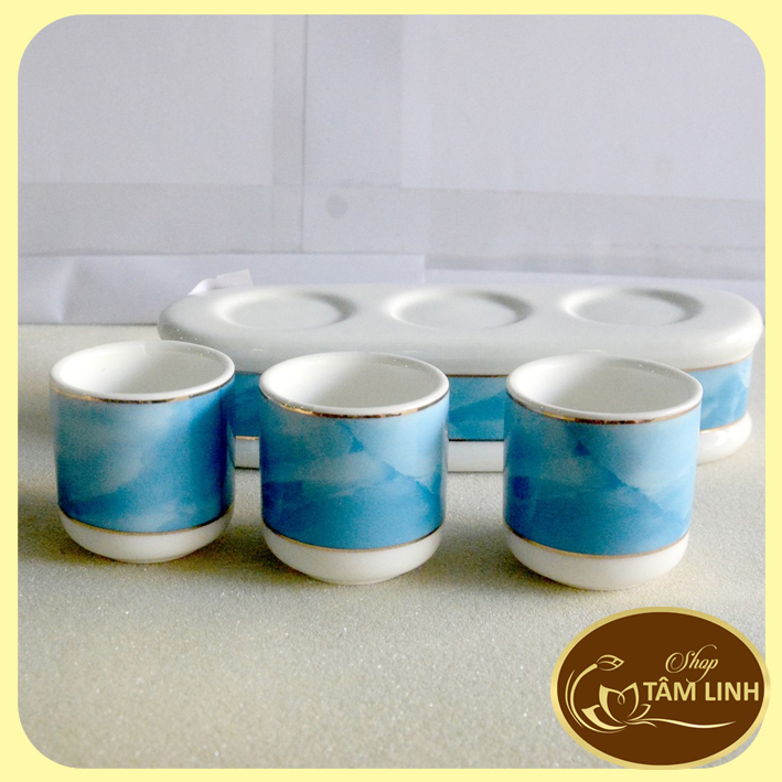 Án ba-Bộ ba ly nước thờ cúng bàn thờ GỐM SỨ CAO CẤP