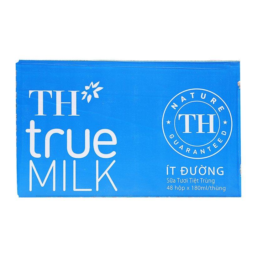 Thùng 48 hộp sữa TH True Milk Ít đường 180ml