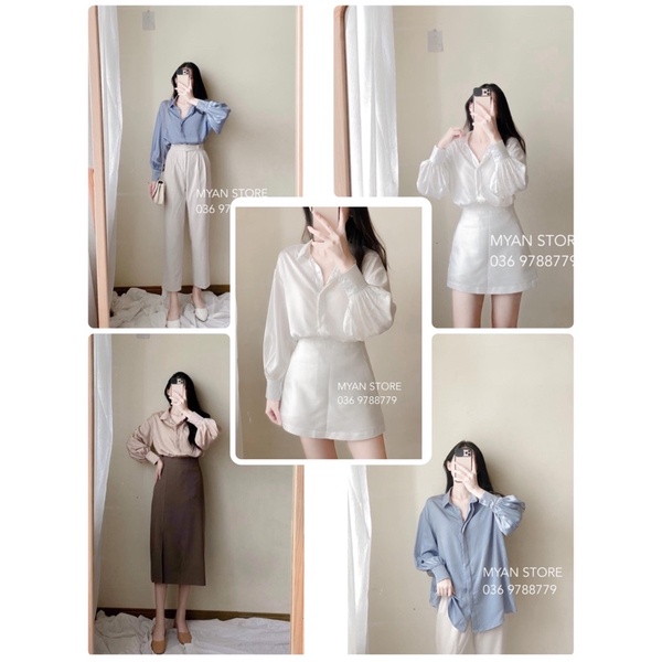Áo sơ mi cổ đức nẹp che AVN082102