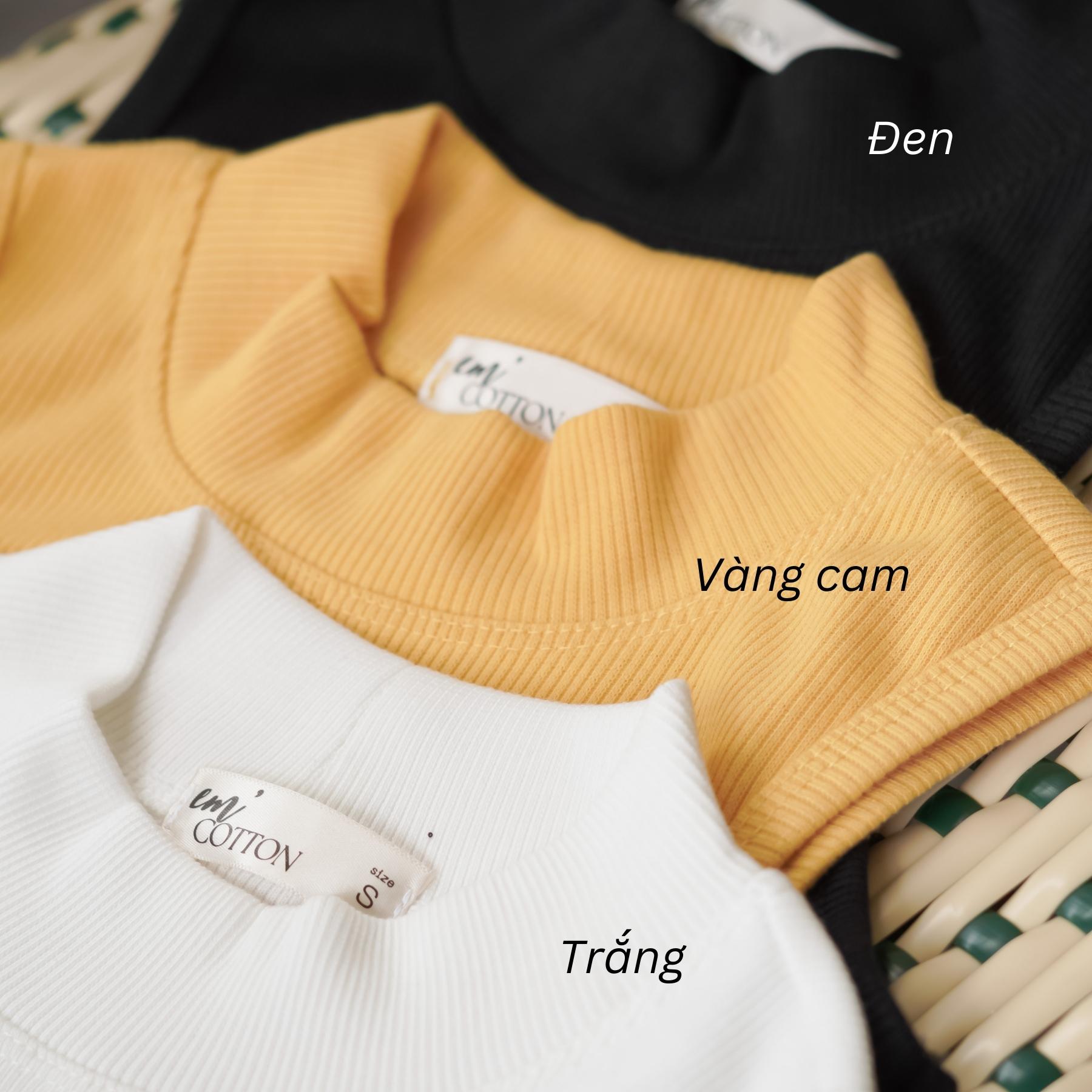 Áo thun gân cotton ba lỗ cổ lọ