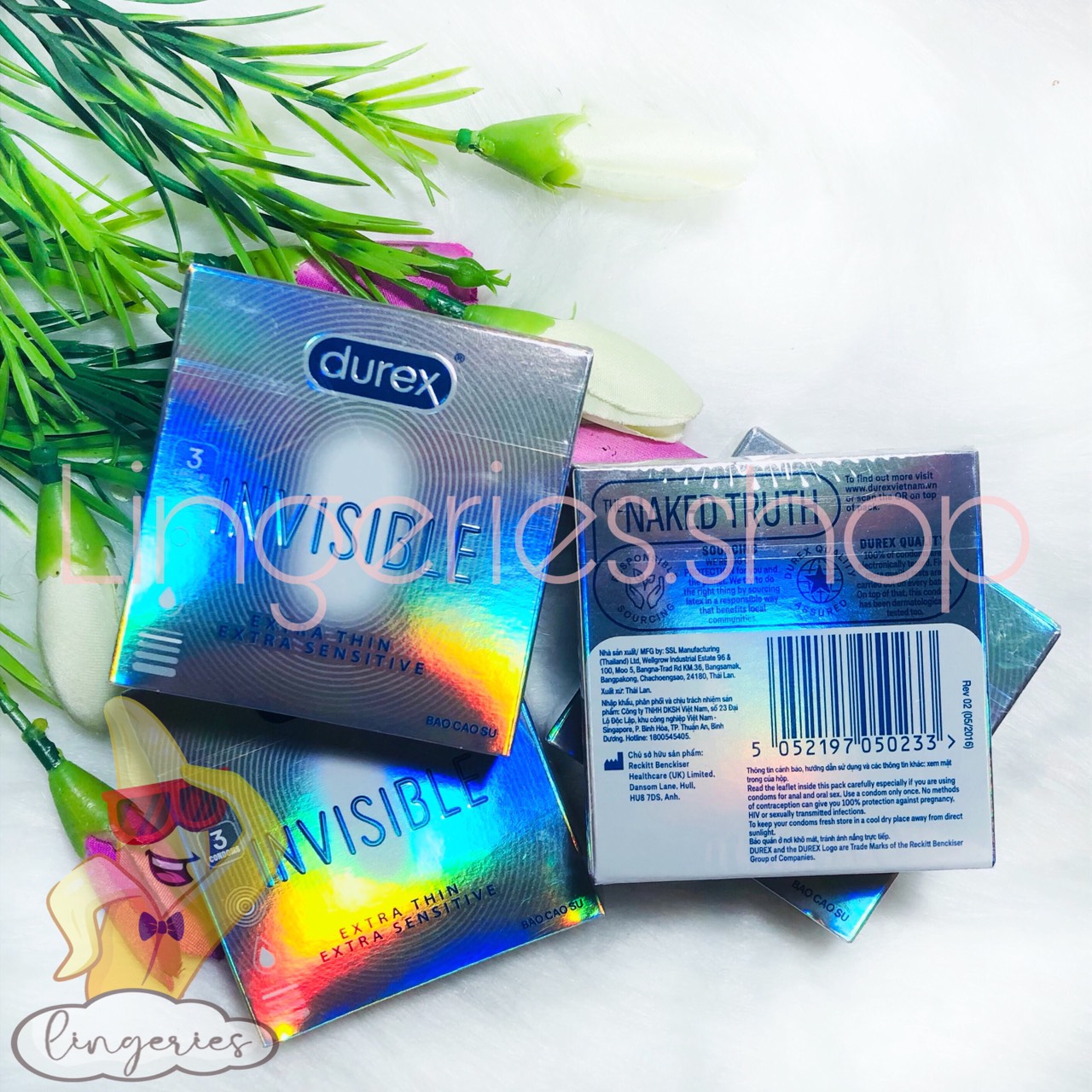 Bao Cao Su Siêu Mỏng Durex Invisible Extra Thin Extra Sensitive - Hộp 3 Cái