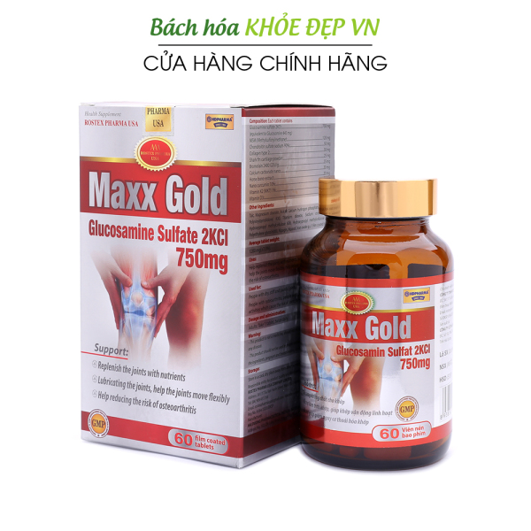 Viên Uống Bổ Xương Khớp Maxx Gold Glucosamine giảm đau nhức xương khớp, giảm thoái hóa khớp - Hộp 60 viên