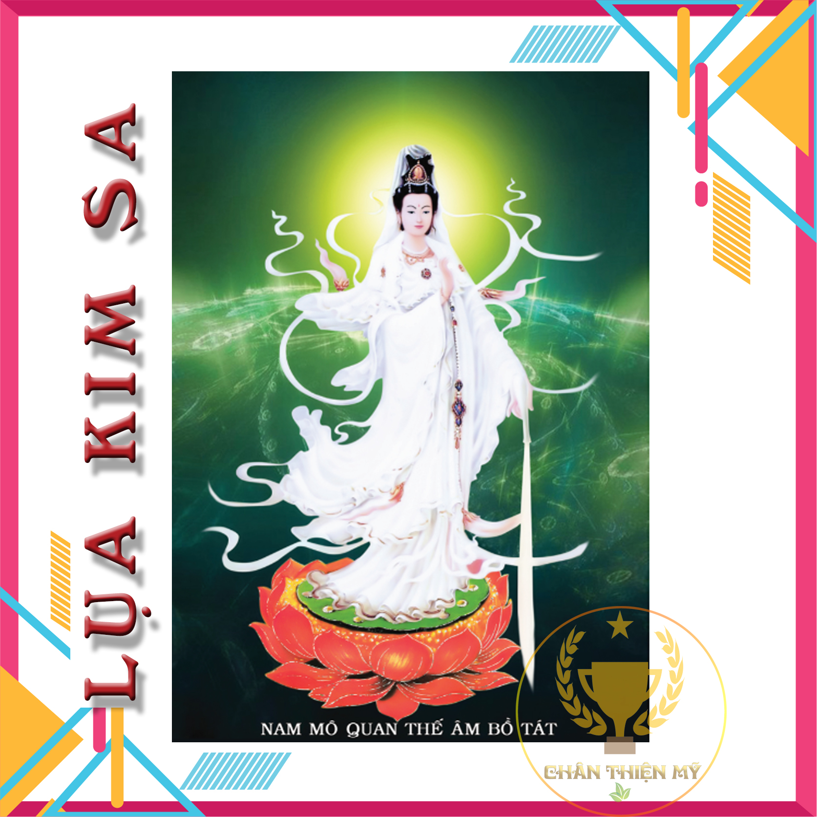 [Tranh Lụa Kim Sa] Quán Âm Bồ Tát - 1 40x60cm