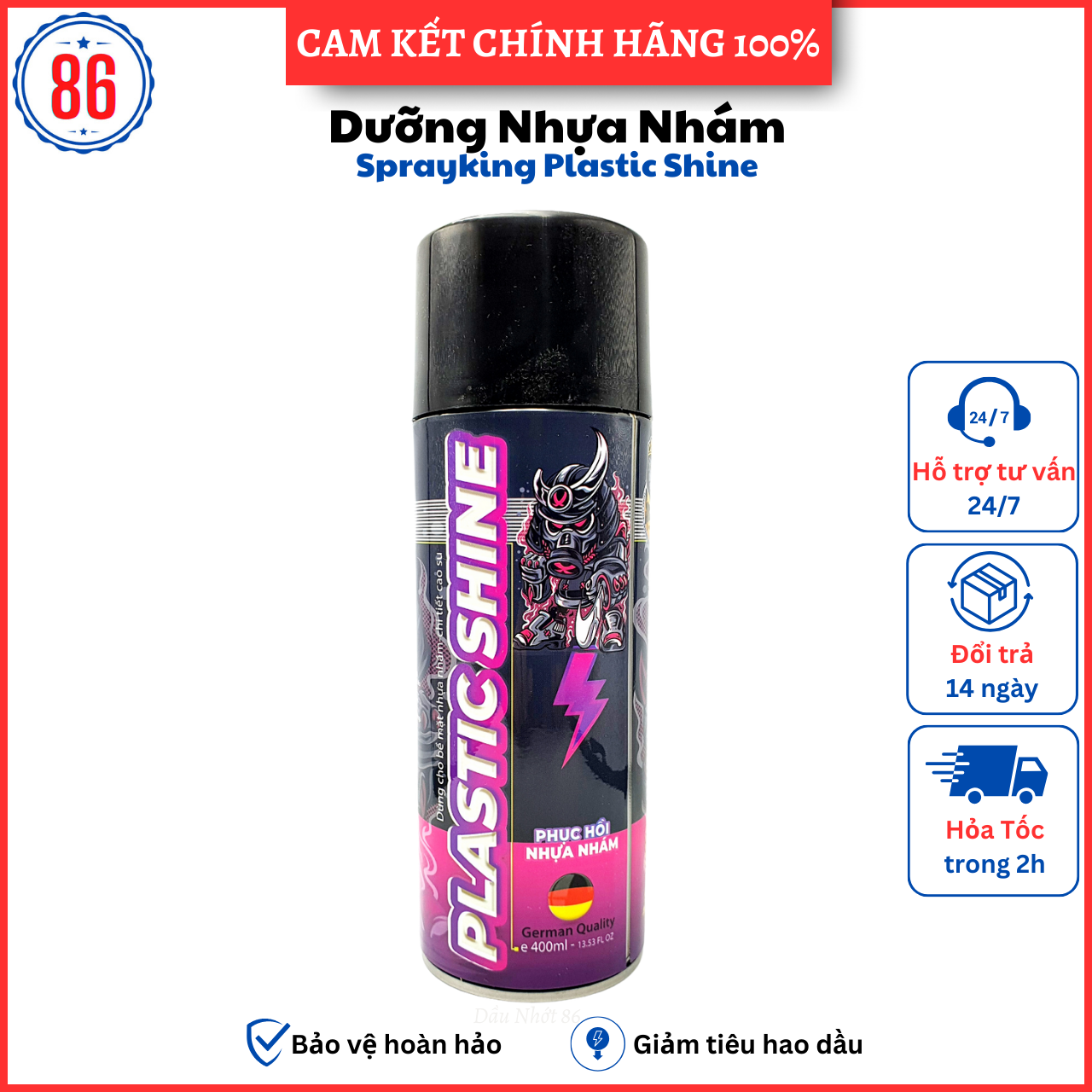 Phục hồi nhựa nhám,vỏ xe Sprayking Plastic Shine 400ML