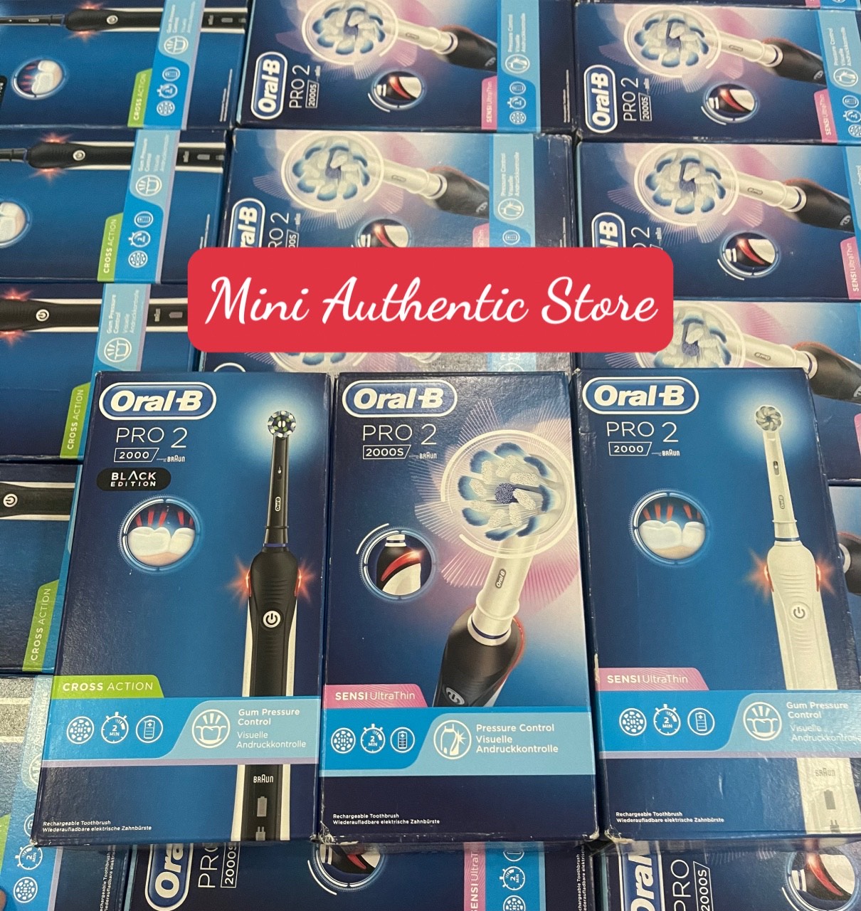 Bàn chải điện Oral B Pro 2 2000s - Made in Germany ( Đen trắng - sensi )