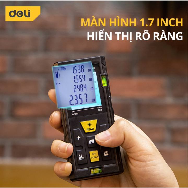 Máy Đo Khoảng Cách Laser Deli Chính Hãng Loại 40m / 50m / 60m Đa Năng - Dễ Dàng Sử Dụng Từ Xa - DL331050P / EDL4168 - Hình ảnh 7