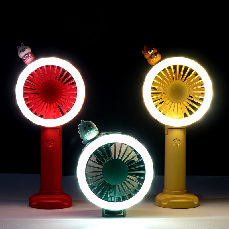 [HCM]Quạt Mini Cầm Tay Có Đèn Led Viền Quanh